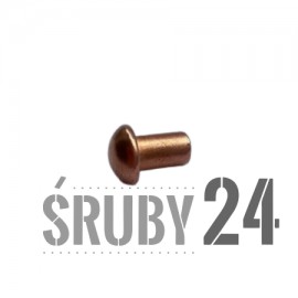 Nit pełny z łbem kulistym DIN 660 Miedź