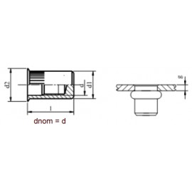 Nitonakrętka nieprzelotowa z trzpieniem cylindrycznym radełkowanym z kołnierzem stożkowym zredukowanym GAL ZN