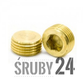 Korek gwintowany z gniazdem sześciokątnym DIN 906 Mosiądz