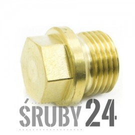 Korek gwintowany z łbem sześciokątnym kołnierzem i gwintem rurowym DIN 910 Mosiądz