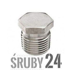 Korek gwintowany z łbem sześciokątnym i kołnierzem DIN 7604 A Ocynk Płatkowy