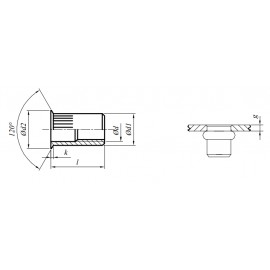 Nitonakrętka przelotowa z trzpieniem cylindrycznym radełkowanym z kołnierzem stożkowym zredukowanym GAL ZN