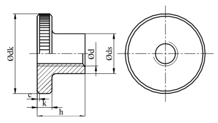 Nakrętka okrągła radełkowana wysoka DIN 466 kl.5 Ocynk Galwaniczny