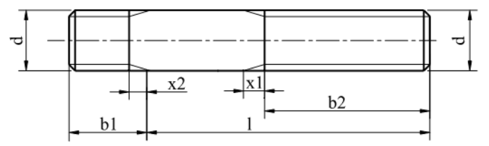 Śruba dwustronna o długości części wkręcanej ~1d DIN 938 kl.8.8 Ocynk Galwaniczny M6-M20