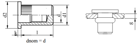 Nitonakrętka nieprzelotowa z trzpieniem cylindrycznym radełkowanym z kołnierzem walcowym Ocynk Galwaniczny